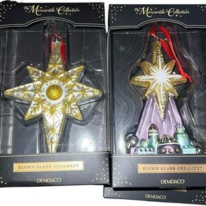 ✅2 New! DEMDACO White and Glittered Golden Star of Bethlehem Christmas Decor